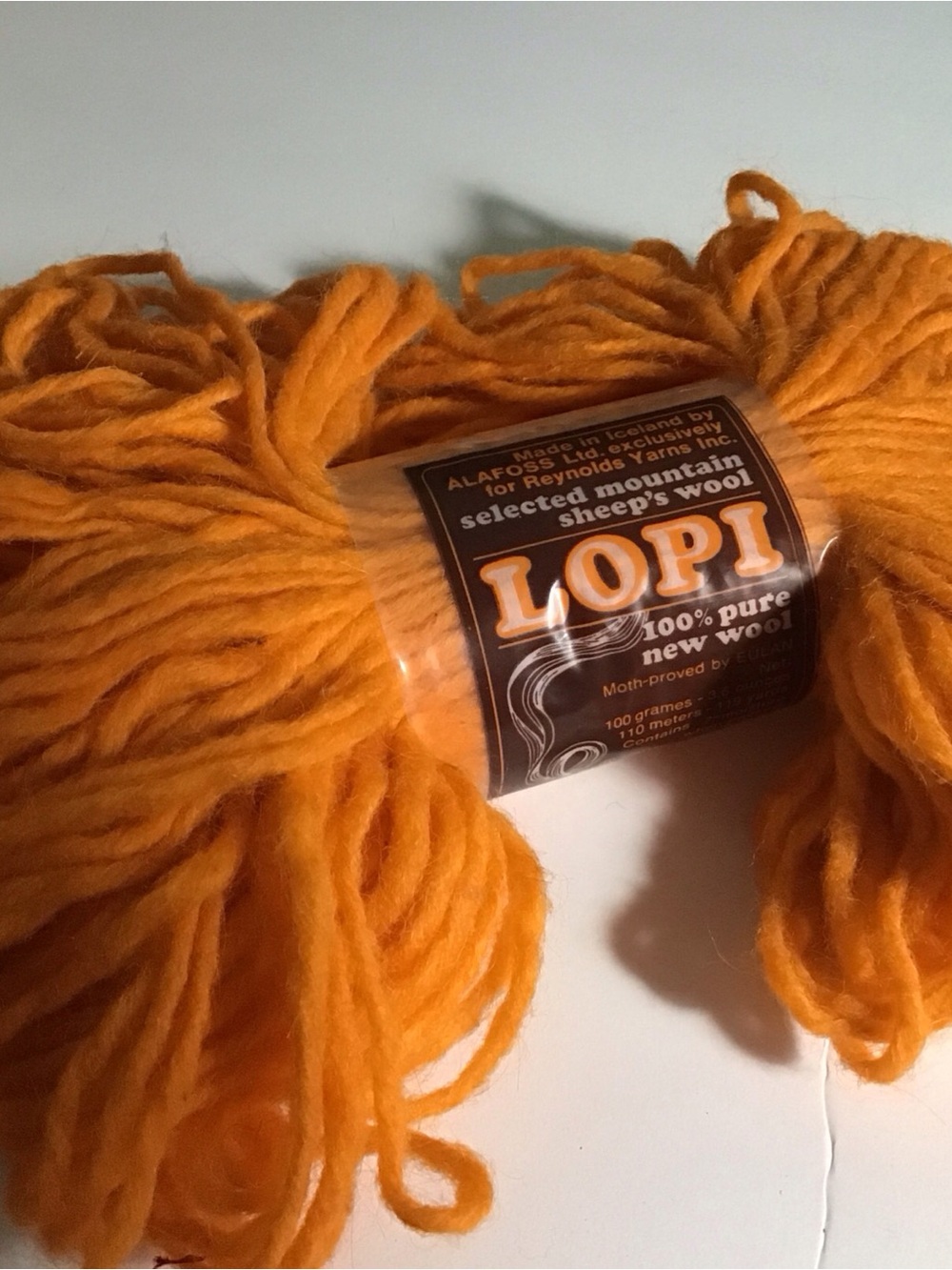 Reynolds Yarn Lopi Yarn, 100% New Wool, color Yellow Rust, 100gr, 119yds